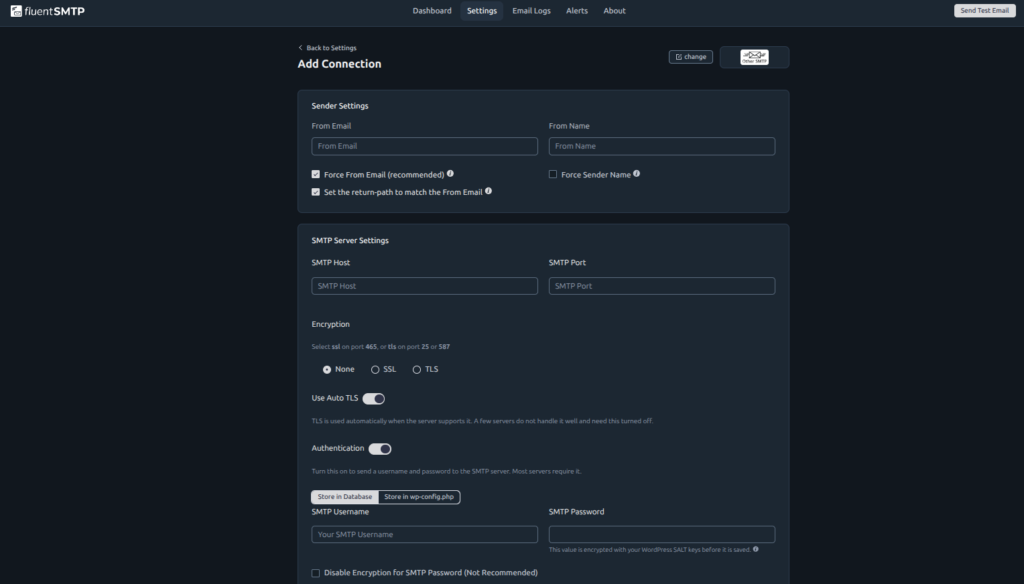 Other SMTP Form Screen FluentSMTP